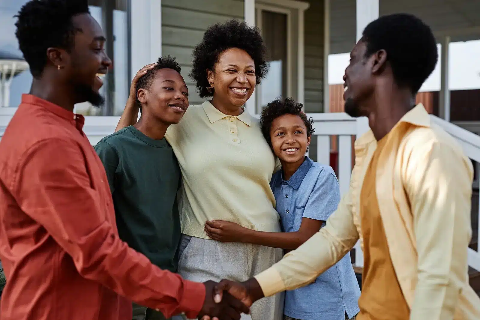 Portrait of Happy Black American Family Infront of a House